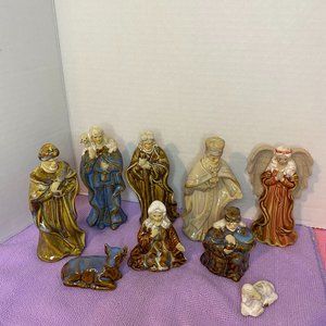 Nativity Set 9 Pieces Colorful Porcelain Figurines